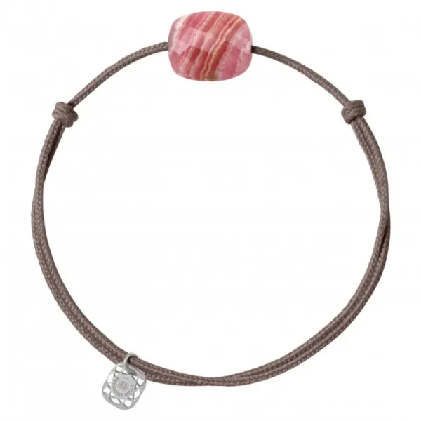 Morganne Bello Cordons-BRACELET CORDON TAUPE COUSSIN RHODOCHROSITE