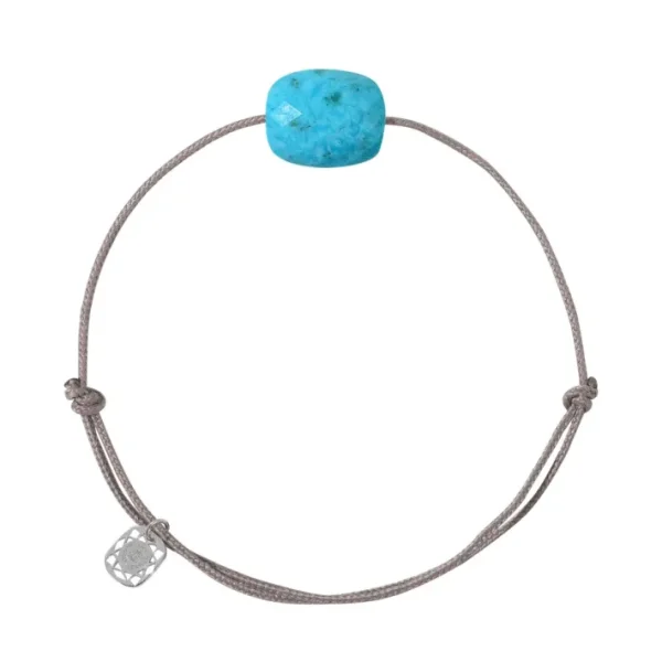 Morganne Bello Cordons-BRACELET CORDON TAUPE COUSSIN TURQUOISE