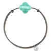 Morganne Bello Cordons-BRACELET CORDON TAUPE TREFLE AMAZONITE