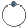 Morganne Bello Cordons-BRACELET CORDON TAUPE TREFLE LABRADORITE