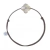 Morganne Bello Cordons-BRACELET CORDON TAUPE TREFLE QUARTZ RUTILE