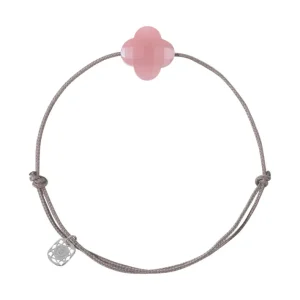 Morganne Bello Cordons-BRACELET CORDON TAUPE TREFLE QUARTZ GUAVA
