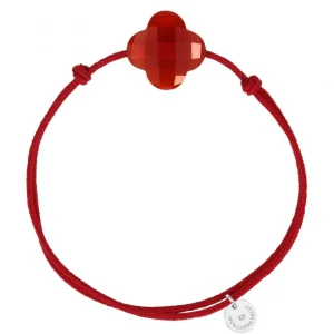 Morganne Bello Cordons-BRACELET CORDON VERMILLON CORNALINE TRÈFLE