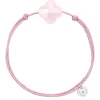 Morganne Bello Cordons-BRACELET CORDON VIEUX ROSE TREFLE QUARTZ ROSE POUDRE