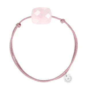 Morganne Bello Cordons-BRACELET CORDON VIEUX ROSE COUSSIN OVERSIZE QUARTZ ROSE POUDRE
