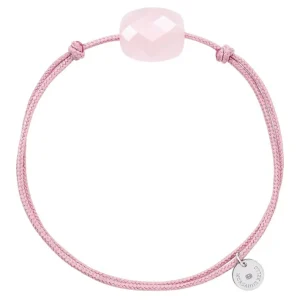 Morganne Bello Cordons-BRACELET CORDON VIEUX ROSE COUSSIN QUARTZ ROSE POUDRE
