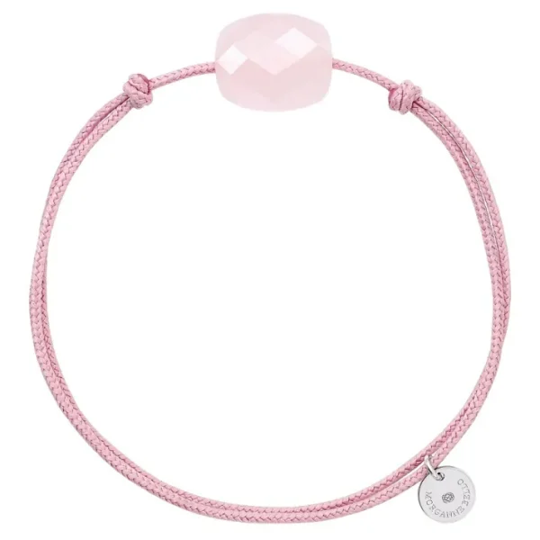 Morganne Bello Cordons-BRACELET CORDON VIEUX ROSE COUSSIN QUARTZ ROSE POUDRE