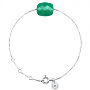 Morganne Bello Bracelet-BRACELET OR BLANC COUSSIN AGATE VERTE