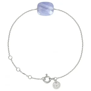 Morganne Bello Bracelet-BRACELET OR BLANC COUSSIN AGATE BLEUE DENTELLE
