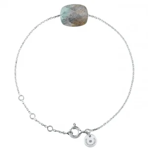 Morganne Bello Bracelet-BRACELET OR BLANC COUSSIN LABRADORITE