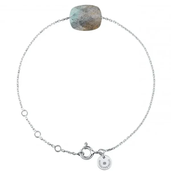 Morganne Bello Bracelet-BRACELET OR BLANC COUSSIN LABRADORITE