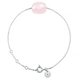 Morganne Bello Bracelet-BRACELET OR BLANC COUSSIN QUARTZ ROSE POUDRE
