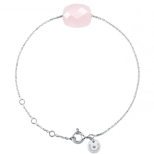 Morganne Bello Bracelet-BRACELET OR BLANC COUSSIN QUARTZ ROSE POUDRE