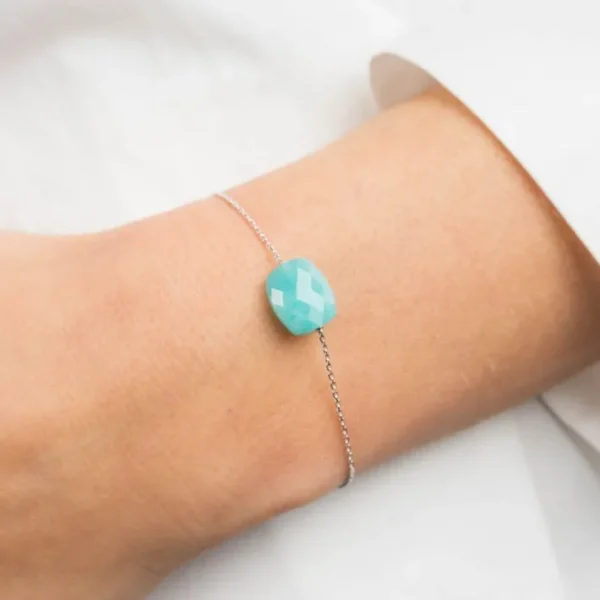 Morganne Bello Bracelet-BRACELET OR BLANC COUSSIN AMAZONITE