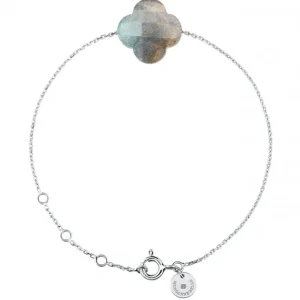 Morganne Bello Bracelet-BRACELET OR BLANC TREFLE LABRADORITE