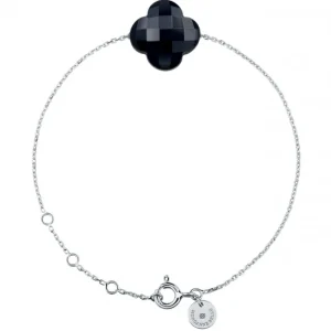 Morganne Bello Bracelet-BRACELET OR BLANC TREFLE ONYX