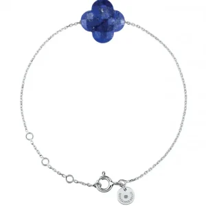 Morganne Bello Bracelet-BRACELET OR BLANC TREFLE LAPIS LAZULI