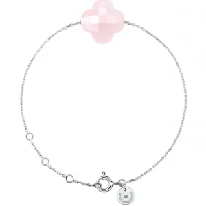 Morganne Bello Bracelet-BRACELET OR BLANC TREFLE QUARTZ ROSE POUDRÉ