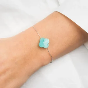 Morganne Bello Bracelet-BRACELET OR BLANC TREFLE AMAZONITE