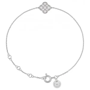 Morganne Bello Bracelet-BRACELET OR BLANC TRÈFLE SERTIS DIAMANTS