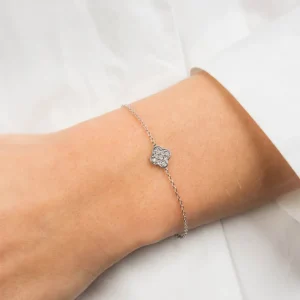 Morganne Bello Bracelet-BRACELET OR BLANC TRÈFLE SERTIS DIAMANTS