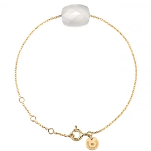 Morganne Bello Bracelet-BRACELET OR JAUNE COUSSIN AGATE BLANCHE