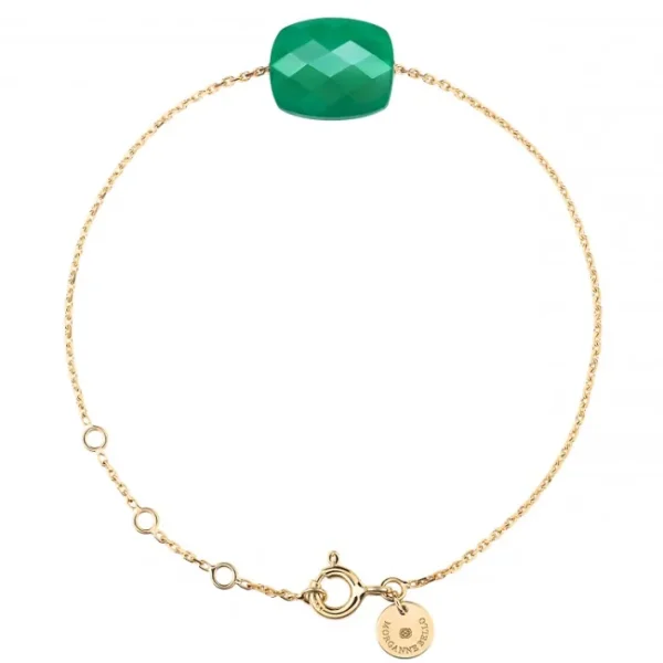 Morganne Bello Bracelet-BRACELET OR JAUNE COUSSIN AGATE VERTE
