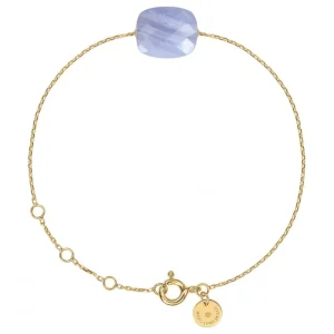 Morganne Bello Bracelet-BRACELET OR JAUNE COUSSIN AGATE BLEUE DENTELLE