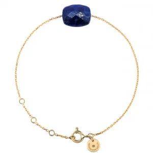 Morganne Bello Bracelet-BRACELET OR JAUNE COUSSIN LAPIS LAZULI