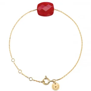 Morganne Bello Bracelet-BRACELET OR JAUNE COUSSIN QUARTZ ROUGE