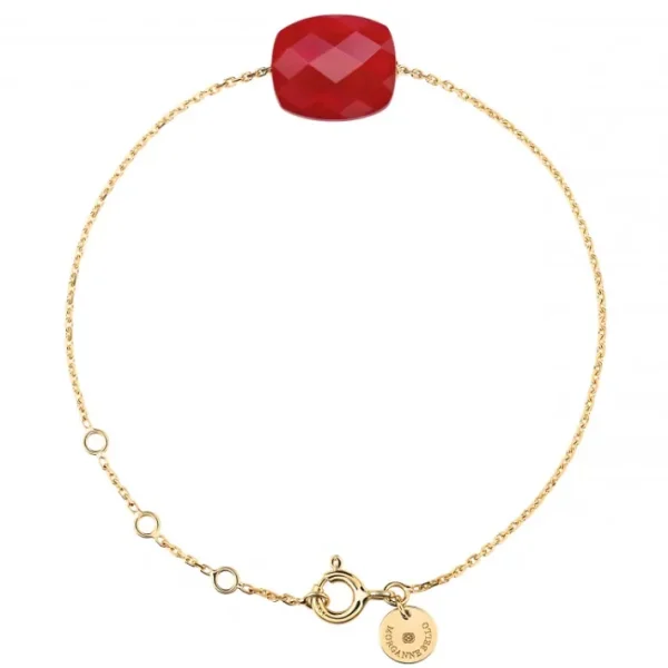 Morganne Bello Bracelet-BRACELET OR JAUNE COUSSIN QUARTZ ROUGE