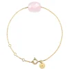 Morganne Bello Bracelet-BRACELET OR JAUNE COUSSIN QUARTZ ROSE POUDRE