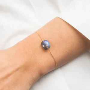 Morganne Bello Bracelet-BRACELET OR JAUNE COUSSIN LABRADORITE
