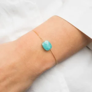 Morganne Bello Bracelet-BRACELET OR JAUNE COUSSIN AMAZONITE