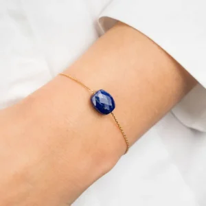 Morganne Bello Bracelet-BRACELET OR JAUNE COUSSIN LAPIS LAZULI