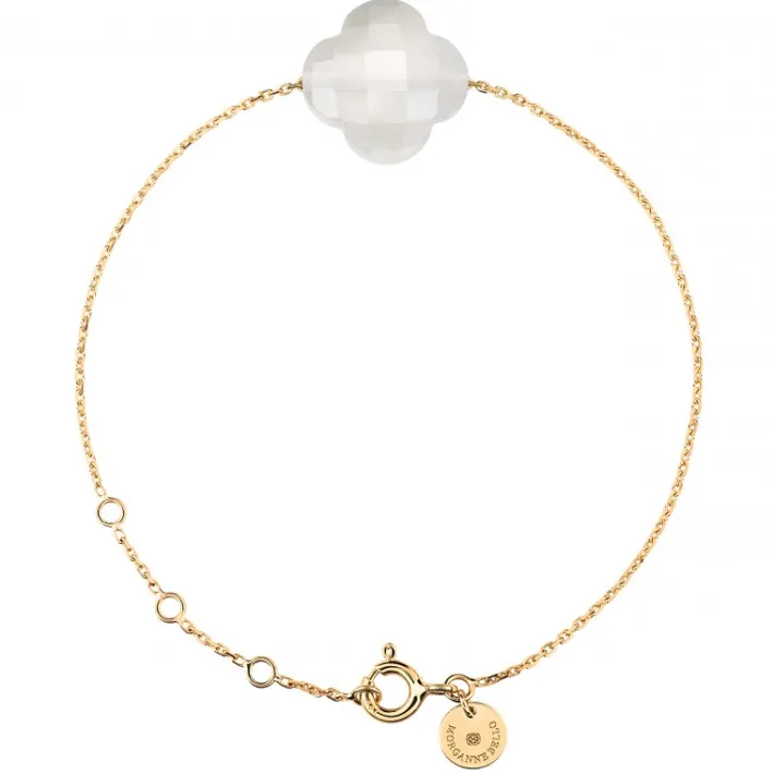 bracelet_or_jaune_trefle__0-3.webp Morganne Bello Bracelet-BRACELET OR JAUNE TREFLE AGATE BLANCHE