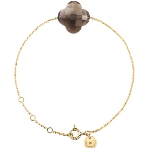 Morganne Bello Bracelet-BRACELET OR JAUNE TREFLE QUARTZ FUME