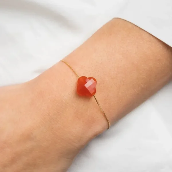 Morganne Bello Bracelet-BRACELET OR JAUNE TREFLE CORNALINE