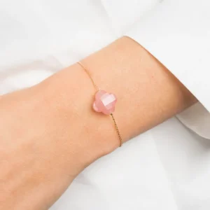 Morganne Bello Bracelet-BRACELET OR JAUNE TREFLE QUARTZ GUAVA