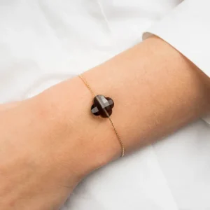 Morganne Bello Bracelet-BRACELET OR JAUNE TREFLE QUARTZ FUME