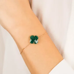 Morganne Bello Bracelet-BRACELET VICTORIA AGATE VERTE OR JAUNE