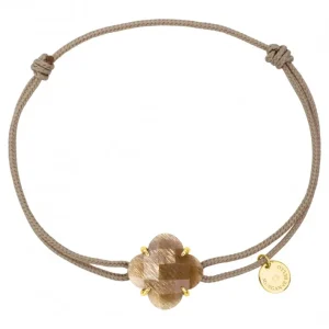 Morganne Bello Bracelet-BRACELET VICTORIA CORDON BEIGE DORE PIERRE DE SOLEIL OR JAUNE
