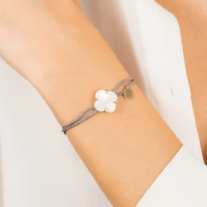 Morganne Bello Bracelet-BRACELET VICTORIA CORDON GRIS NACRE BLANCHE OR JAUNE