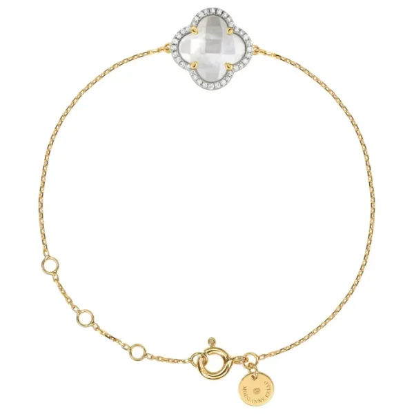Morganne Bello Bracelet-BRACELET VICTORIA DIAMANTS NACRE BLANCHE + DIAMANTS OR JAUNE