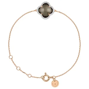Morganne Bello Bracelet-BRACELET VICTORIA DIAMANTS QUARTZ FUME + DIAMANTS OR ROSE