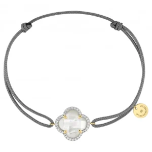 Morganne Bello Bracelet-BRACELET VICTORIA DIAMANT CORDON GRIS NACRE BLANCHE OR JAUNE