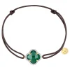 Morganne Bello Bracelet-BRACELET VICTORIA DIAMANT CORDON CHOCOLAT AGATE VERTE OR JAUNE