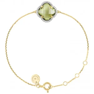 Morganne Bello Bracelet-BRACELET VICTORIA DIAMANTS QUARTZ OLIVE + DIAMANTS OR JAUNE