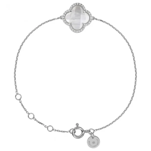 Morganne Bello Bracelet-BRACELET VICTORIA DIAMANTS NACRE BLANCHE + DIAMANTS OR BLANC