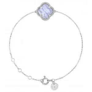 Morganne Bello Bracelet-BRACELET VICTORIA DIAMANTS AGATE BLEUE DENTELLE + DIAMANTS OR BLANC